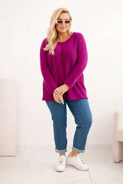 Legínovo Dámsky sveter plus size s lodičkovým výstrihom hnedý Farba: Olivová, Veľkosť: UNI