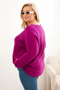 Legínovo Dámsky sveter plus size s lodičkovým výstrihom hnedý Farba: Olivová, Veľkosť: UNI