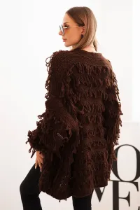 Legínovo Dámsky kardigán s strapcami a voľným strihom béžový Farba: Modrá, Veľkosť: UNI