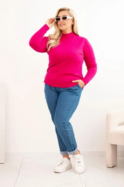 Legínovo Dámsky rolákový sveter Plus Size z viskózy bordový Farba: Hnedá, Veľkosť: UNI