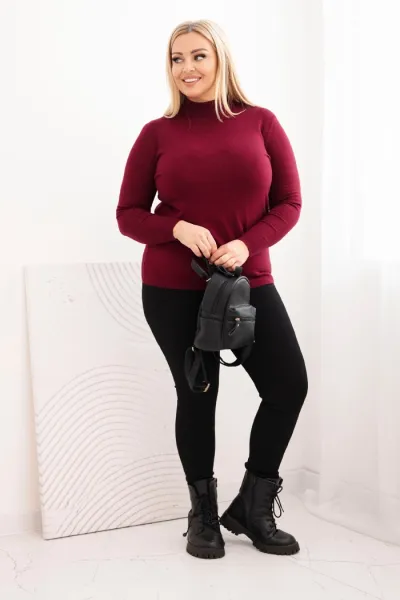 Legínovo Dámsky rolákový sveter Plus Size z viskózy bordový Farba: Hnedá, Veľkosť: UNI