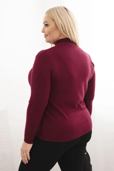 Legínovo Dámsky rolákový sveter Plus Size z viskózy bordový Farba: Hnedá, Veľkosť: UNI