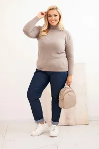 Legínovo Dámsky rolákový sveter Plus Size z viskózy bordový Farba: Hnedá, Veľkosť: UNI