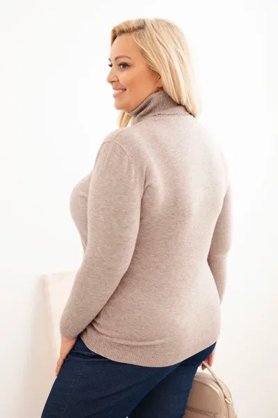 Legínovo Dámsky rolákový sveter Plus Size z viskózy bordový Farba: Hnedá, Veľkosť: UNI