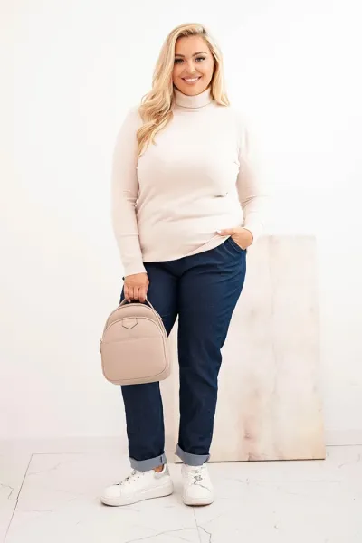 Legínovo Dámsky rolákový sveter Plus Size z viskózy bordový Farba: Hnedá, Veľkosť: UNI