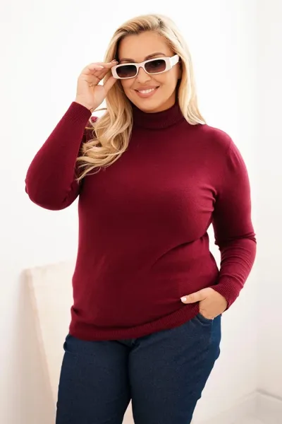 Legínovo Dámsky rolákový sveter Plus Size z viskózy bordový Farba: Hnedá, Veľkosť: UNI