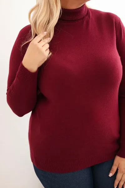 Legínovo Dámsky rolákový sveter Plus Size z viskózy bordový Farba: Hnedá, Veľkosť: UNI