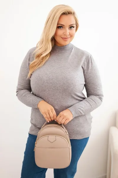 Legínovo Dámsky rolákový sveter Plus Size z viskózy bordový Farba: Hnedá, Veľkosť: UNI