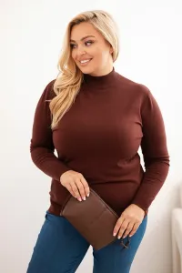 Legínovo Dámsky rolákový sveter Plus Size z viskózy bordový Farba: Hnedá, Veľkosť: UNI