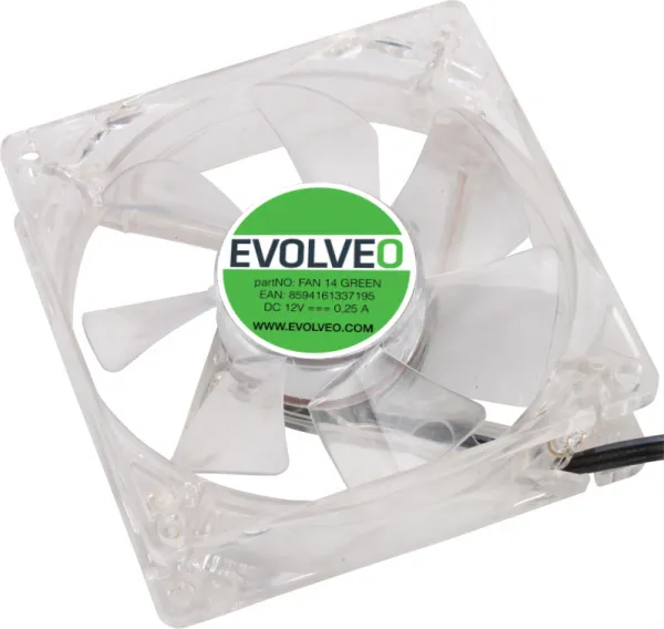EVOLVEO 14L1GR ventilátor 140mm, 4 LED zelené, 3pin