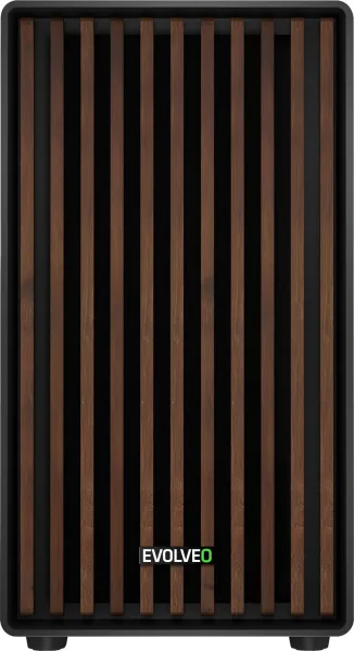 EVOLVEO Panthera, mATX skriňa, 3x ARGB 120 mm ventilátor, drevený predný panel + sklenený bočný panel