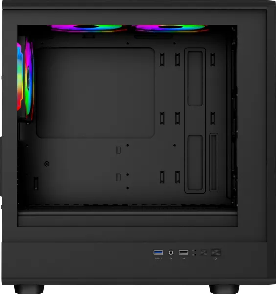 EVOLVEO Panthera, mATX skriňa, 3x ARGB 120 mm ventilátor, drevený predný panel + sklenený bočný panel