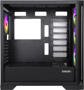 EVOLVEO Ptero Q2G, skříň ATX, 4x ARGB ventilátor, čelní+boční panel sklo, černá