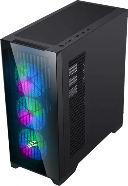EVOLVEO Ptero Q2G, skříň ATX, 4x ARGB ventilátor, čelní+boční panel sklo, černá