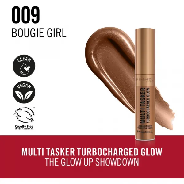 Rimmel Multi-Tasker Turbocharged Glow tekutý rozjasňovač odtieň 009 Bougie Girl 10 ml