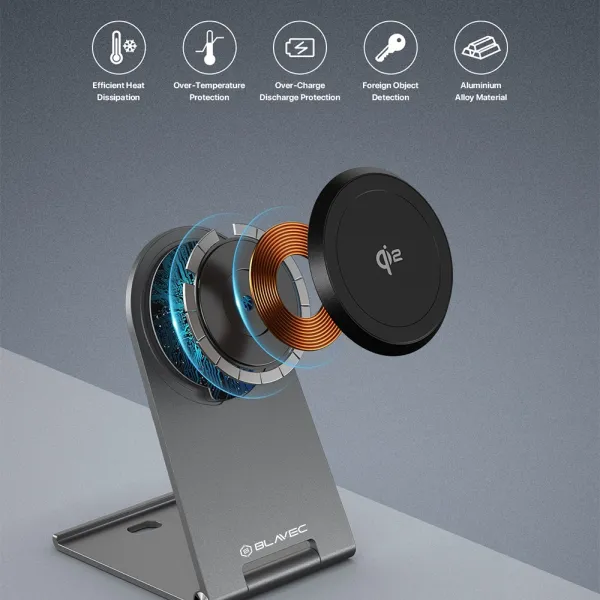 Blavec Wirelles Bracket MagSafe bezdrôtová nabíjačka 15W, čierna (BQI01-QI2MS)