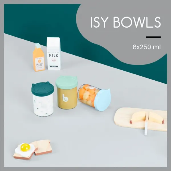 Babymoov ISY Bowls miska s viečkom Glass 6x250 ml