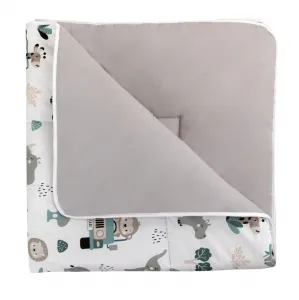 Bomimi HRACIE deka 120x120, bavlna, obojstranná mobilná zoo, sivá