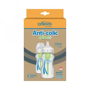 Dojčenská Antikoliková fľaša Options+ SKLENENÁ Wide-Neck 270ml 2 ks (WB92700-P2)