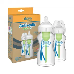 Dojčenská Antikoliková fľaša Options+ SKLENENÁ Wide-Neck 270ml 2 ks (WB92700-P2)