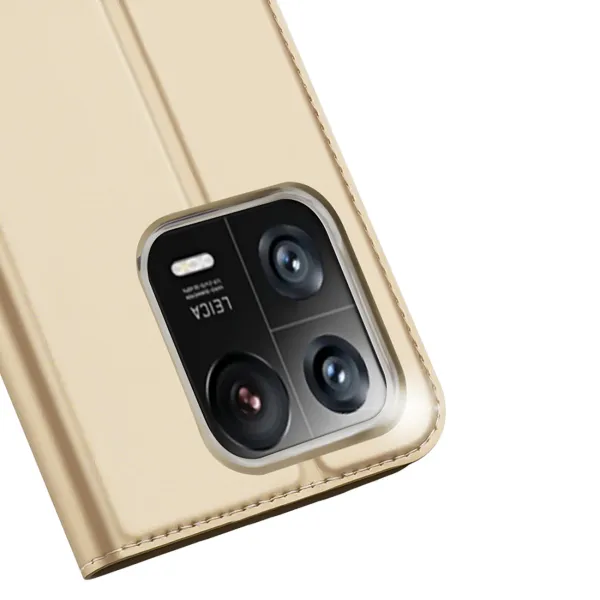 Dux Ducis Skin Pro knižkové kožené puzdro na Xiaomi 13 Pro, zlaté
