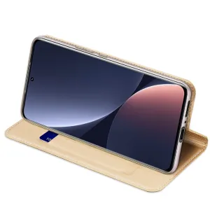 Dux Ducis Skin Pro knižkové kožené puzdro na Xiaomi 13 Pro, zlaté