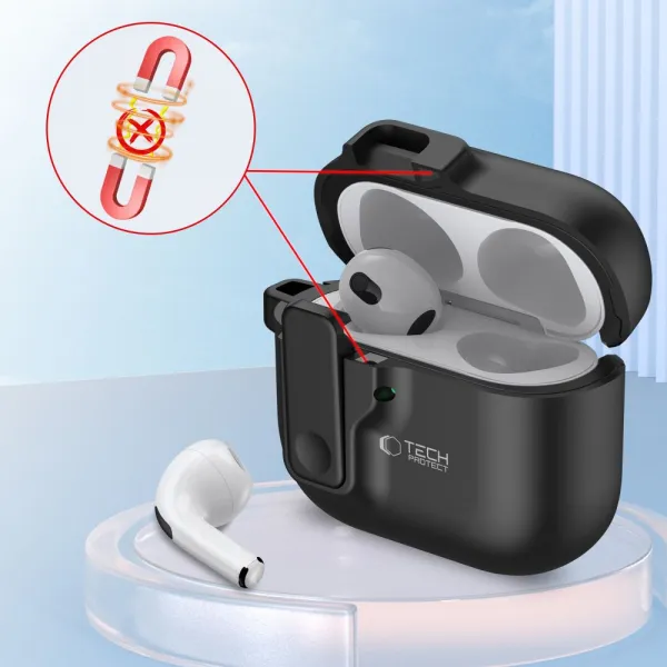 Tech-Protect Slim Hook puzdro na Apple AirPods 4, čierne