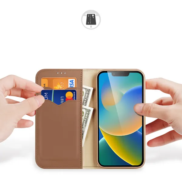 Dux Ducis Hivo knižkové puzdro na iPhone 14 Plus, hnedé