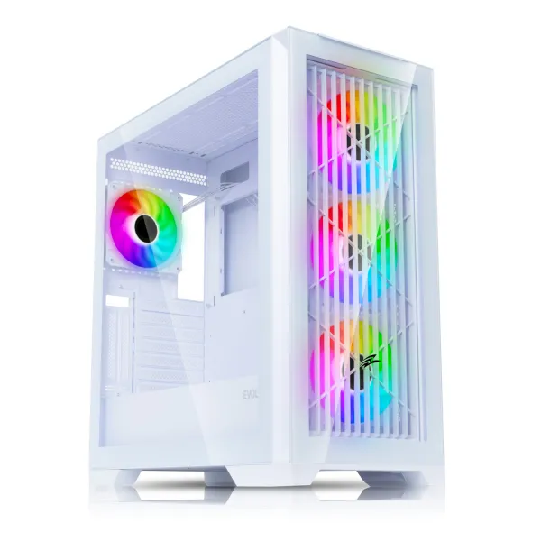 EVOLVEO Ptero Q2G, skříň ATX, 4x ARGB ventilátor, čelní+boční panel sklo, bílá