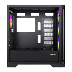 EVOLVEO Ptero Q2G, skříň ATX, 4x ARGB ventilátor, čelní+boční panel sklo, černá
