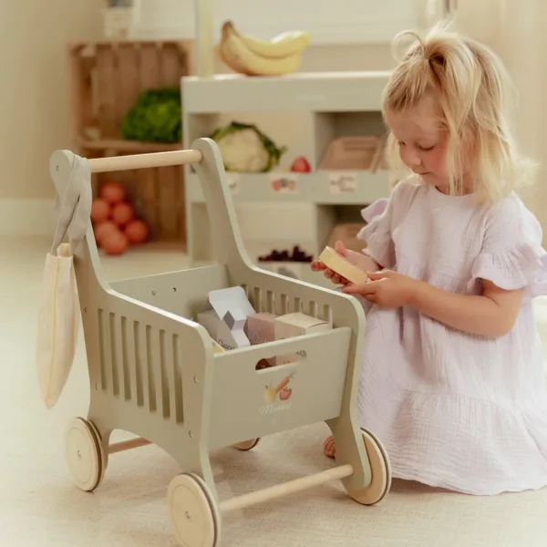 LITTLE DUTCH Vozík nákupný s doplnkami drevený