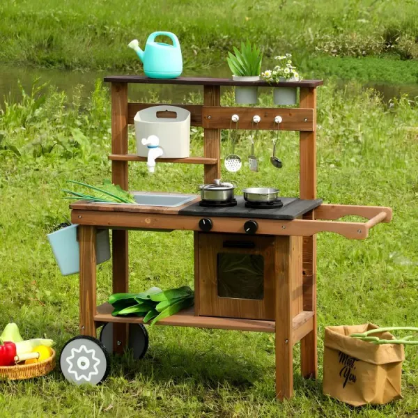 ECOTOYS Dřevěná kuchyňka pro děti MASTER II hnědá