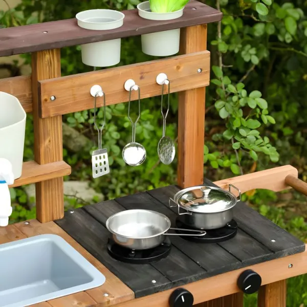 ECOTOYS Dřevěná kuchyňka pro děti MASTER II hnědá