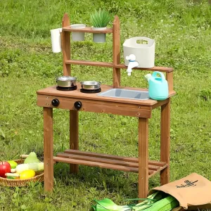 ECOTOYS Dřevěná kuchyňka pro děti MASTER hnědá
