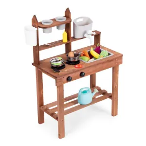 ECOTOYS Dřevěná kuchyňka pro děti MASTER hnědá