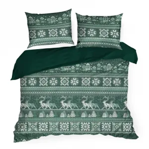 Posteľná súprava CLOVER biela / tmavozelená
