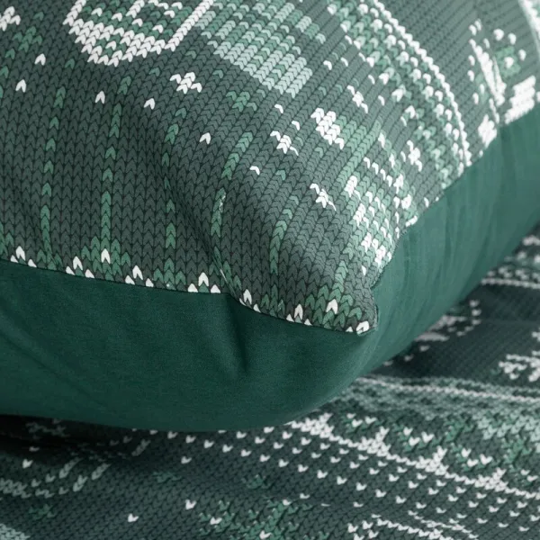 Posteľná súprava CLOVER biela / tmavozelená