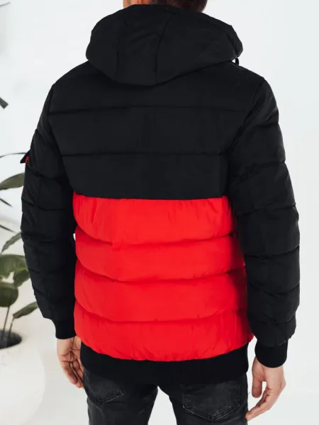 Trendy zimná bunda s kapucňou čierna a červená