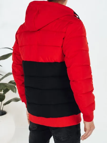 Trendy zimná bunda s kapucňou červená a červená