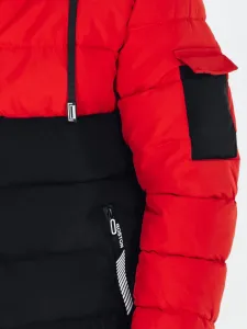 Trendy zimná bunda s kapucňou červená a červená