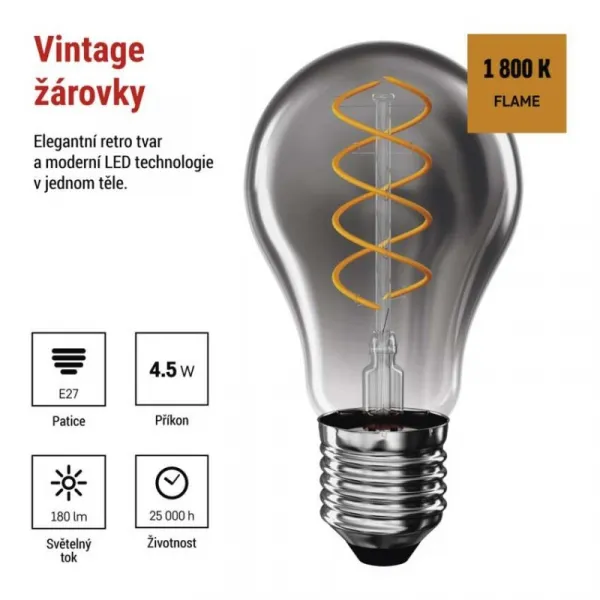 EMOS LED žiarovka DECO dymová A60 teplá biela