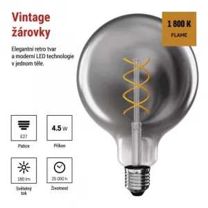 EMOS LED žiarovka DECO dymová G125 teplá biela