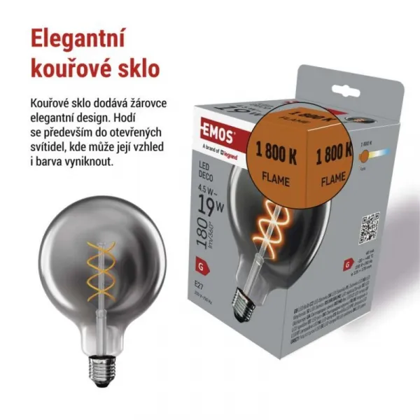 EMOS LED žiarovka DECO dymová G125 teplá biela