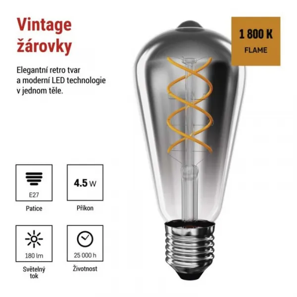 EMOS LED žiarovka DECO dymová ST64 teplá biela
