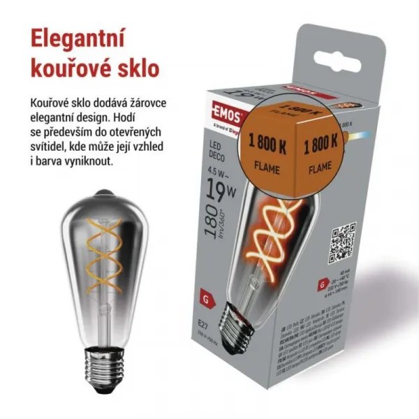 EMOS LED žiarovka DECO dymová ST64 teplá biela