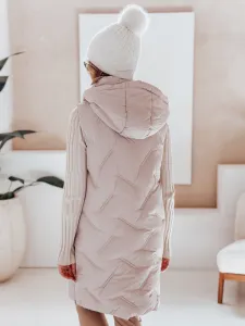 Dámska béžová vesta s kapucňou