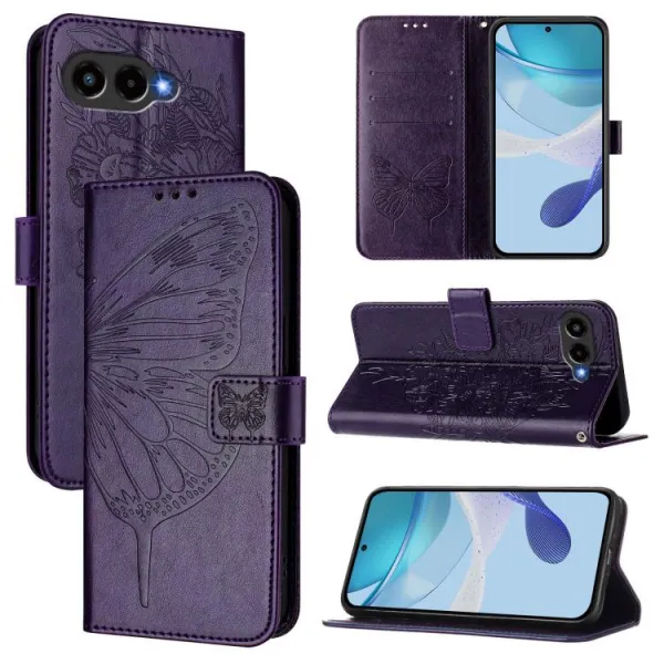 ART BUTTERFLY Peňaženkový obal pre T Phone 3 tmavofialový