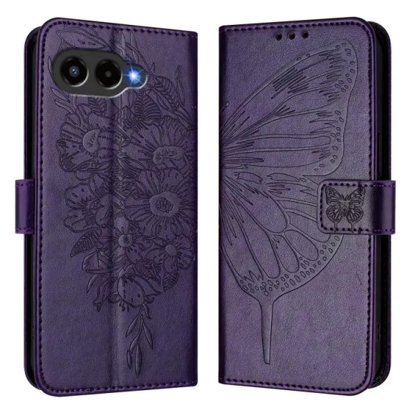 ART BUTTERFLY Peňaženkový obal pre T Phone 3 tmavofialový