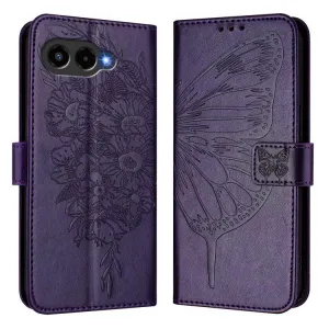 ART BUTTERFLY Peňaženkový obal pre T Phone 3 tmavofialový