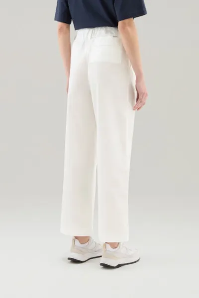 Nohavice Woolrich Poplin Pant Plaster White